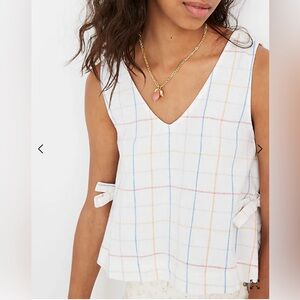 Madewell Side-Tie Tank Top in Windowpane